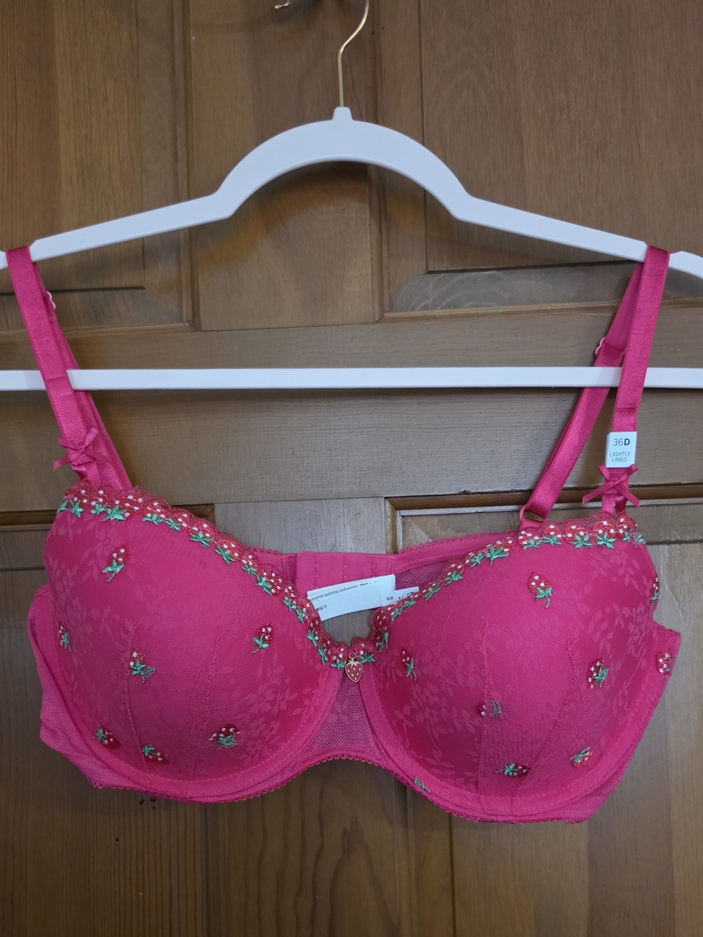PINK Victoria's Secret Hot Pink Embellished Underwire Bra